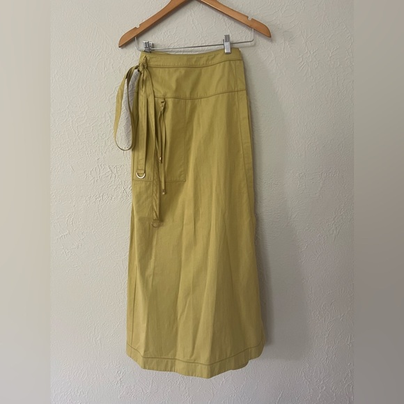 SITKA SEMSCH 100% Cotton Green Wrap Asymmetrical Long with Pockets Skirt Small - Picture 3 of 12